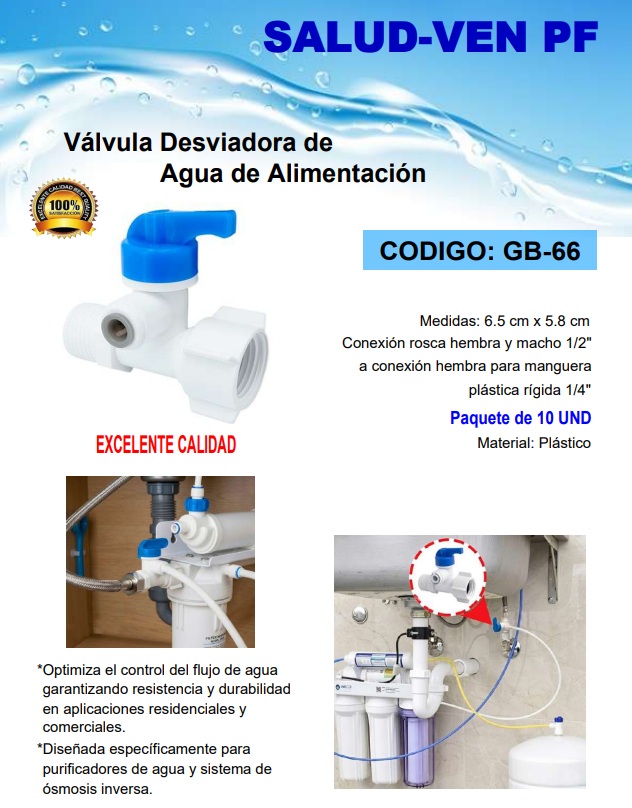 VALVULA DESVIADORA DE AGUA DE ALIMENTACION H/M 1/2"