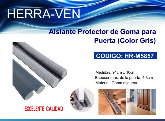 AISLANTE PROTECTOR DE GOMA PARA PUERTA GRIS 91CM X 10CM