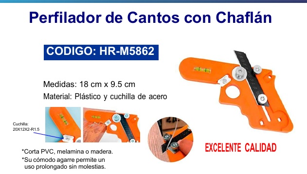 PERFILADOR DE CANTOS CON CHAFLAN  18CM X 9.5CM  PLASTICO Y ACERO H