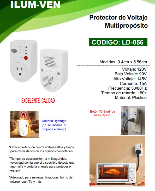 PROTECTOR VOLTAJE MULTIPROPOSITO ENCHUFAB