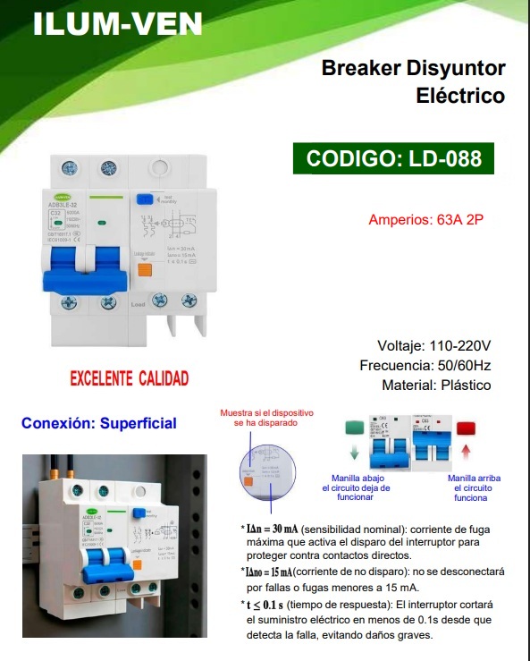 BREAKER DISYUNTOR ELECTRICO 63A