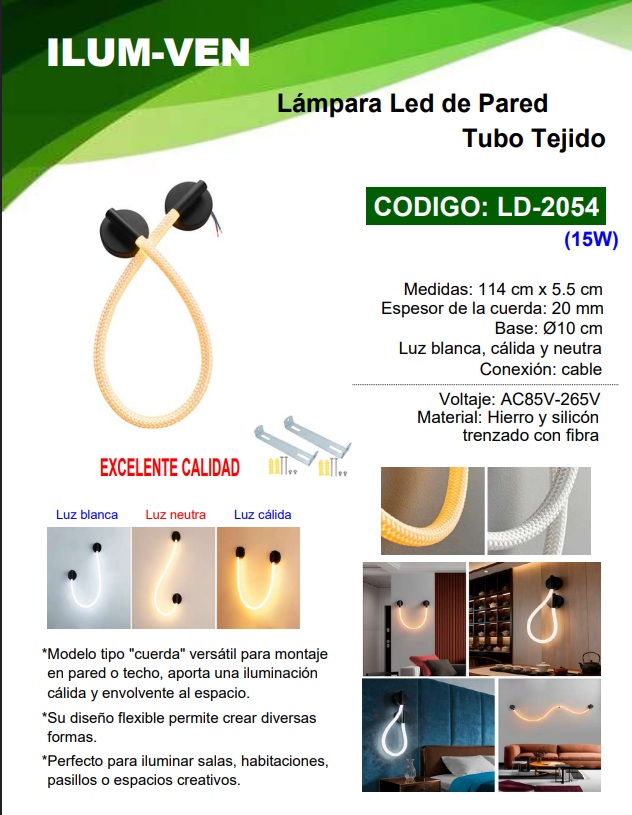 LAMP P/PARED TUBO - TEJIDA