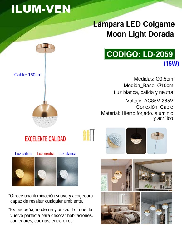 LAMP COLGANTE NEGRA MOON LIGHT