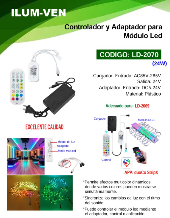 CONTROLADOR PARA MODULO LD-2069 - 24W - 5V-24V - SMART APP