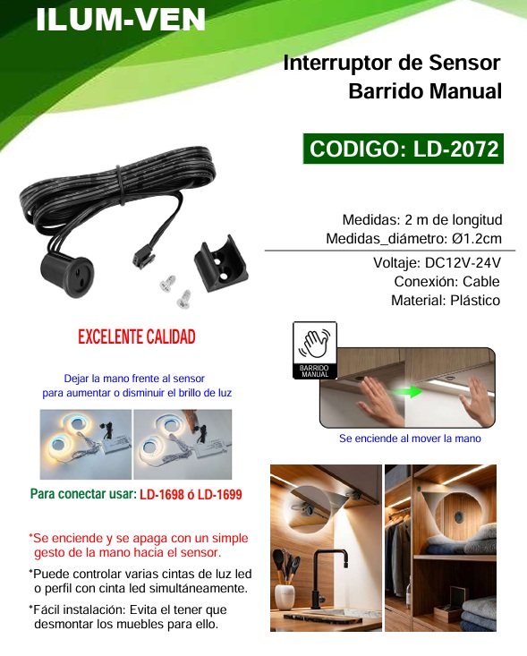 INTERRUPTOR SENSOR BARRIDO MANUAL 12V - 2M