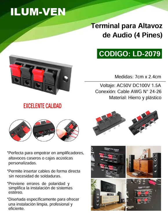 TERMINAL PARA ALTAVOZ AUDIO - 4 PINES