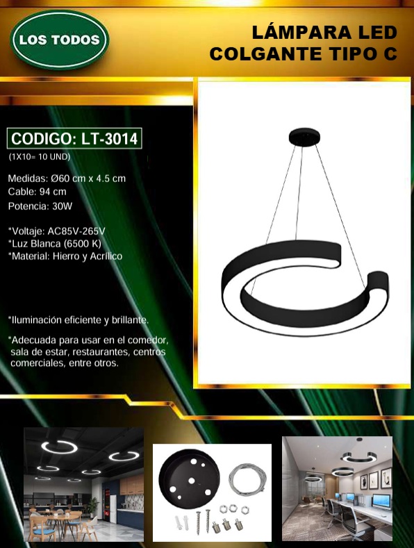 LAMP COLGANTE TECHO - LED - 30W - 6500K - REDOND HUECA TIPO C - 60X4,5CM - HIERR