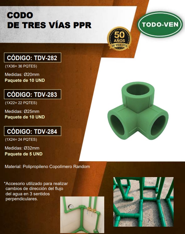 CODO 3 VIAS PPR - 20MM - UND